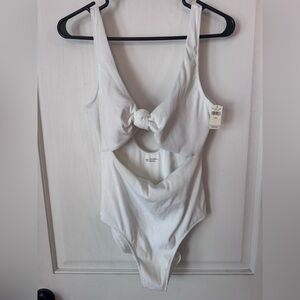 Aerie White Ribbed One Piece Swimsuit